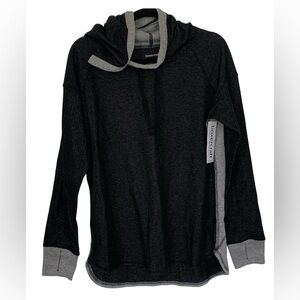 BOXERCRAFT NWT!‎ Women’s Pullover Hoodie Black/Gray Block Cowl Neck Drawstring L